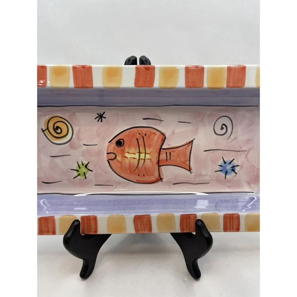 Ceramic‎ Serving/Appetizer Dish ~ Hand Painted~  Made in Italy - Picture 2 of 9